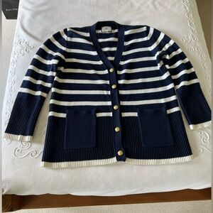 Tuckernuck - Navy & White Striped Kerry Long Cotton Cardigan S